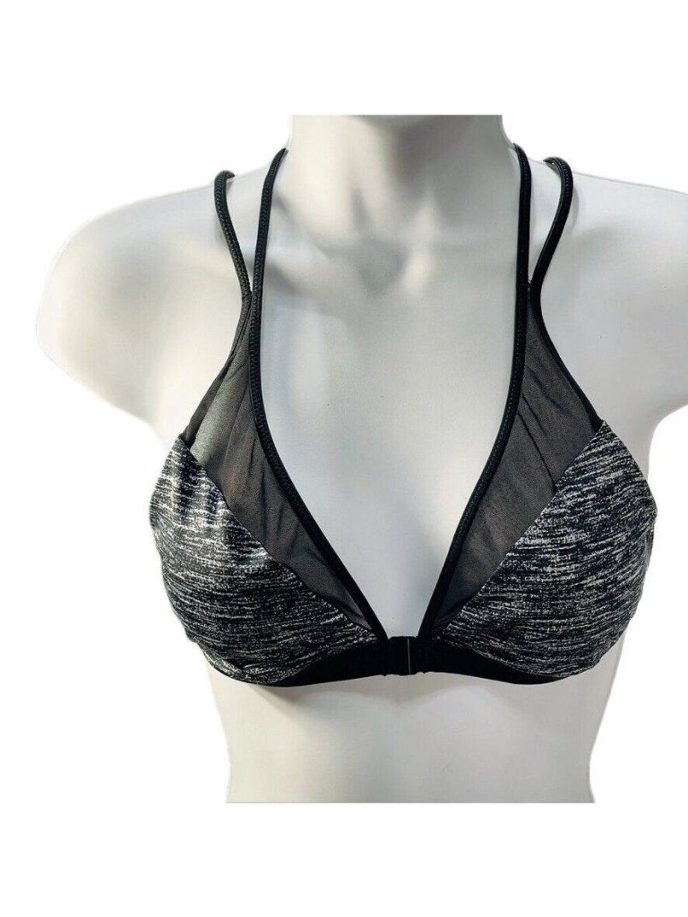 Victoria Sport Strappy Mesh Halter Bralette S Polyester & Elastane Black & White